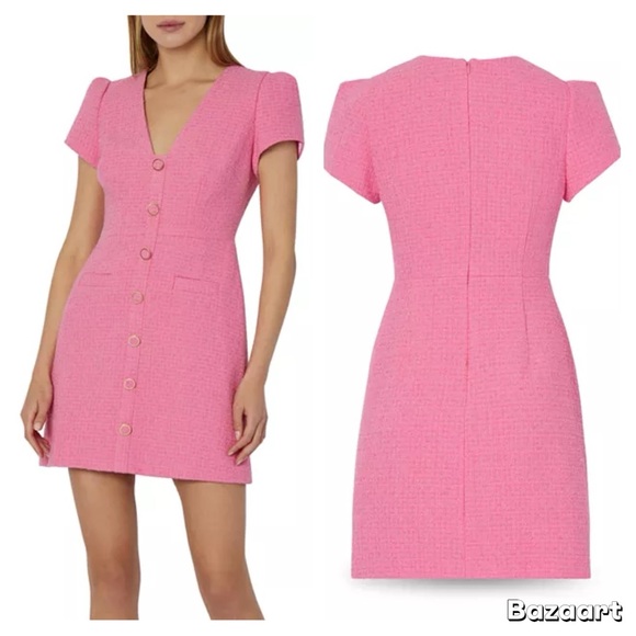 Milly Dresses & Skirts - MILLY Genevie Pink Bouclé V Neck Dress  NWOT